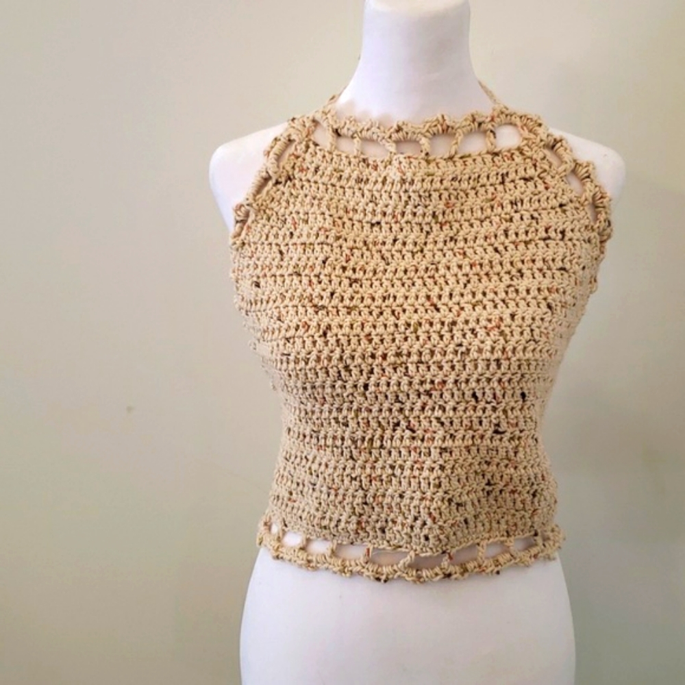 Handmade Crochet Halter-top, adjustable fit